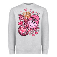 Heather Grey retro valentines day Heavyweight Sweatshirt - LillyAllenDesigns