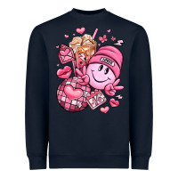 Navy retro valentines day Heavyweight Sweatshirt - LillyAllenDesigns