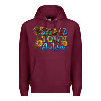 Burgundy small town autism Premium Hoodie - CowGirlArtShop
