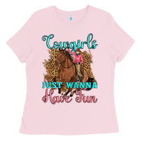 Bubblegum Pink cowgirls just wanna have fun Ladies Tee - Artiststas
