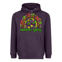 Plum Mardi Gras rainbow and masks Heavyweight Hoodie - HowdyJamesFarm