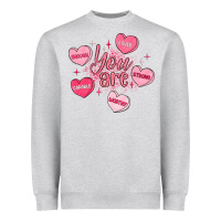 Heather Grey you are enough valentines day Heavyweight Sweatshirt - LillyAllenDesigns