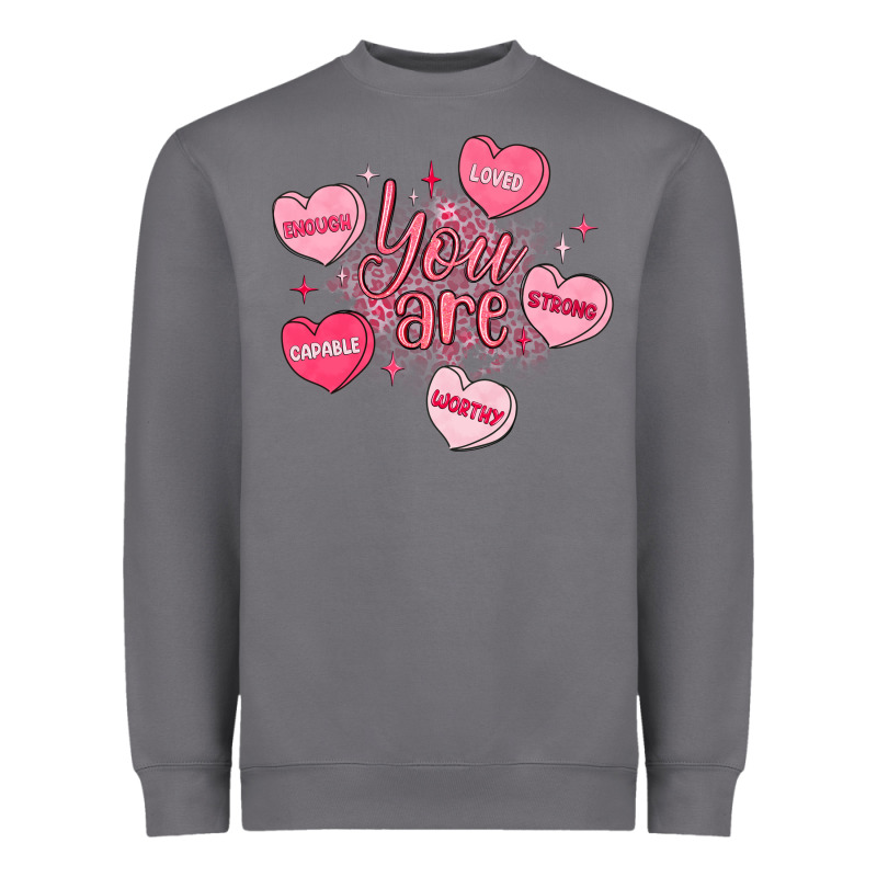 You Are Enough Valentines Day Heavyweight Sweatshirt by LillyAllenDesigns | Teevron