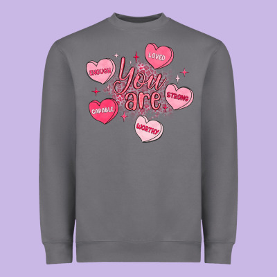 You Are Enough Valentines Day Heavyweight Sweatshirt Designed By Lillyallendesigns