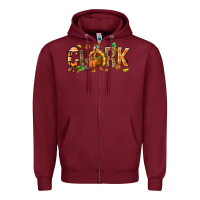 Burgundy Personalized Thanksgiving Zipper Hoodie - NancyCooperArtShop
