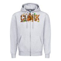 Heather Grey Personalized Thanksgiving Zipper Hoodie - NancyCooperArtShop