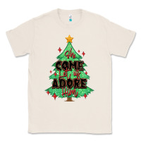 Natural oh come let us adore him christmas tree Classic Tee - MaliasSmallBusiness