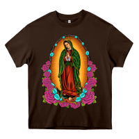 Chocolate Brown our lady of guadalupe Heavy Core Tee - JahusDesignShop