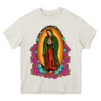 Cream our lady of guadalupe Heavy Core Tee - JahusDesignShop