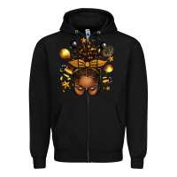 Black new year's eve afro messy bun Zipper Hoodie - texasbilliewilder