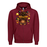 Burgundy new year's eve afro messy bun Zipper Hoodie - texasbilliewilder