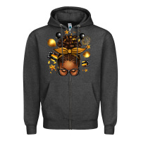 Charcoal Heather new year's eve afro messy bun Zipper Hoodie - texasbilliewilder