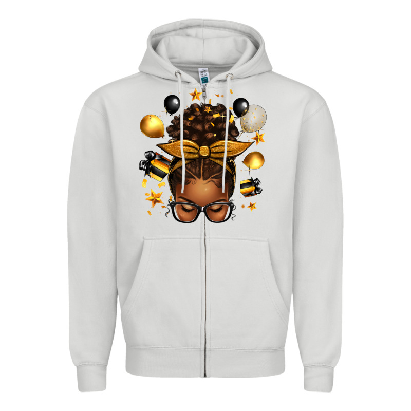 New Year's Eve Afro Messy Bun Zipper Hoodie by texasbilliewilder | Teevron