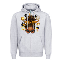 Heather Grey new year's eve afro messy bun Zipper Hoodie - texasbilliewilder