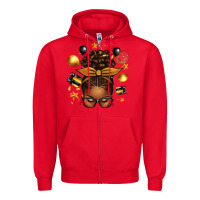 Red new year's eve afro messy bun Zipper Hoodie - texasbilliewilder