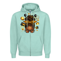 Seafoam new year's eve afro messy bun Zipper Hoodie - texasbilliewilder