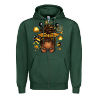 Sports Green new year's eve afro messy bun Zipper Hoodie - texasbilliewilder