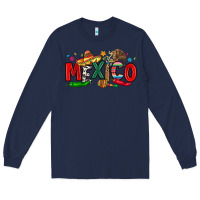 Navy colorful mexico collage Long Sleeve Tee - LillyAllenDesigns