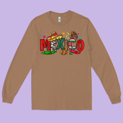 Colorful Mexico Collage Long Sleeve Tee Designed By Lillyallendesigns