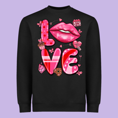 Love With Lips Heavyweight Sweatshirt Designed By Lillyallendesigns