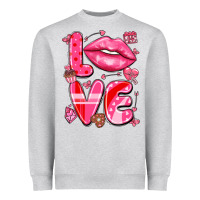 Heather Grey love with lips Heavyweight Sweatshirt - LillyAllenDesigns