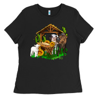 Black jesus holy night cows and sunflowers Ladies Tee - AdoDesignShop