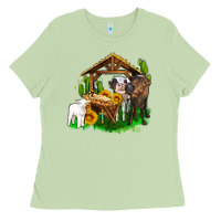 Matcha jesus holy night cows and sunflowers Ladies Tee - AdoDesignShop