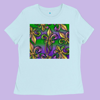 Mardi Gras Fleur De Lis Ladies Tee Designed By Ranaportraitstore