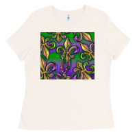 Bone Mardi Gras Fleur De Lis Ladies Tee - RanaPortraitStore