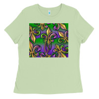 Matcha Mardi Gras Fleur De Lis Ladies Tee - RanaPortraitStore