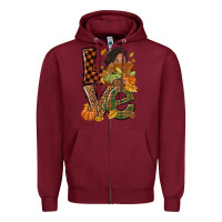 Burgundy Love Fall with afro woman Zipper Hoodie - NancyCooperArtShop