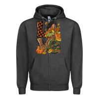 Charcoal Heather Love Fall with afro woman Zipper Hoodie - NancyCooperArtShop