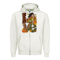 Oatmeal Heather Love Fall with afro woman Zipper Hoodie - NancyCooperArtShop