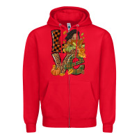 Red Love Fall with afro woman Zipper Hoodie - NancyCooperArtShop