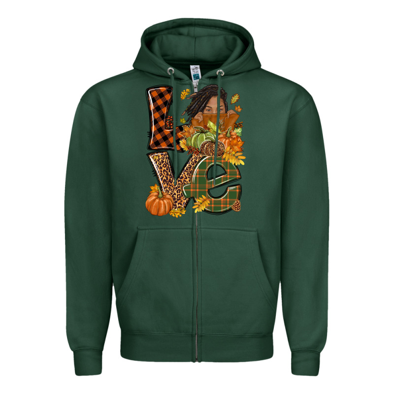 Love Fall With Afro Woman Zipper Hoodie by NancyCooperArtShop | Teevron