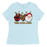 Baby Blue peace love santa Ladies Tee - JahusDesignShop