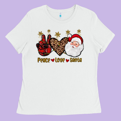 Peace Love Santa Ladies Tee Designed By Jahusdesignshop