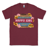 Burgundy welcome to the fabulous happy girl avenue Classic Tee - MaliasSmallBusiness