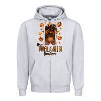 Heather Grey have a melanin christmas afro messy bun Zipper Hoodie - texasbilliewilder