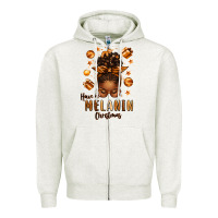 Have A Melanin Christmas Afro Messy Bun Zipper Hoodie | Teevron