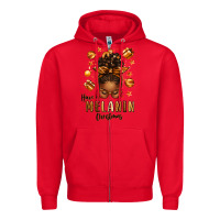 Red have a melanin christmas afro messy bun Zipper Hoodie - texasbilliewilder