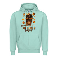Seafoam have a melanin christmas afro messy bun Zipper Hoodie - texasbilliewilder
