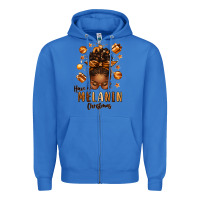 True Royal have a melanin christmas afro messy bun Zipper Hoodie - texasbilliewilder