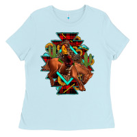 Baby Blue aztec rodeo cowboy christmas Ladies Tee - JahusDesignShop