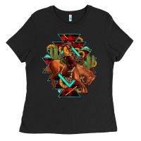 Black aztec rodeo cowboy christmas Ladies Tee - JahusDesignShop