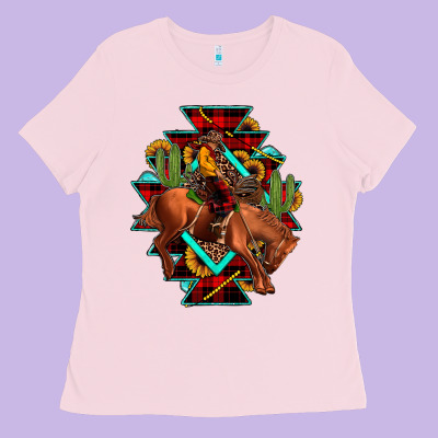 Aztec Rodeo Cowboy Christmas Ladies Tee Designed By Jahusdesignshop