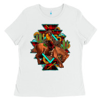 White aztec rodeo cowboy christmas Ladies Tee - JahusDesignShop