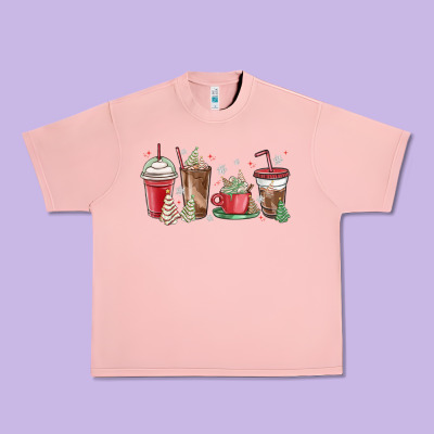 Christmas Tree Cake And Coffee Cups Urban Heavy Tee Designed By Maliassmallbusiness