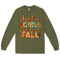 Army Green just a girl who loves fall Long Sleeve Tee - BundleAndBundleShop