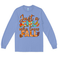 Colony Blue just a girl who loves fall Long Sleeve Tee - BundleAndBundleShop